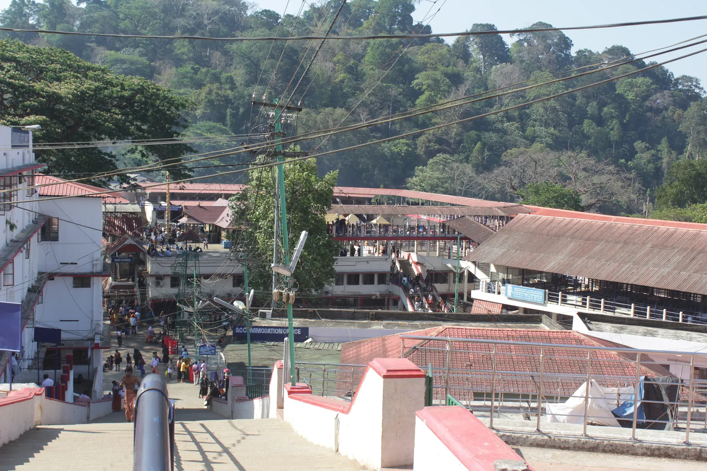The Sabarimala shrine at Sannidhanam surrounded by forest