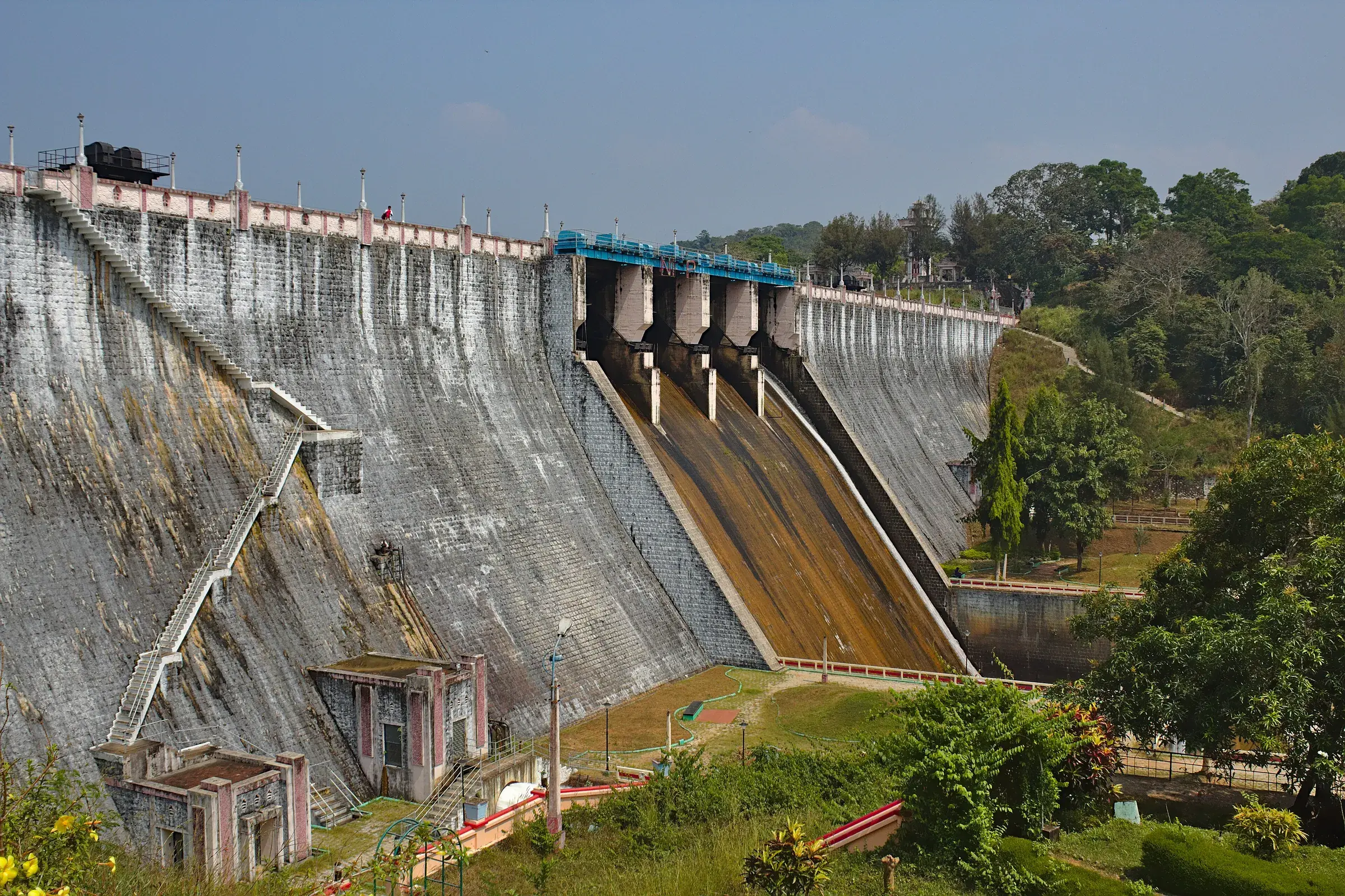 Neyyar reservoir surrounded by forested hills