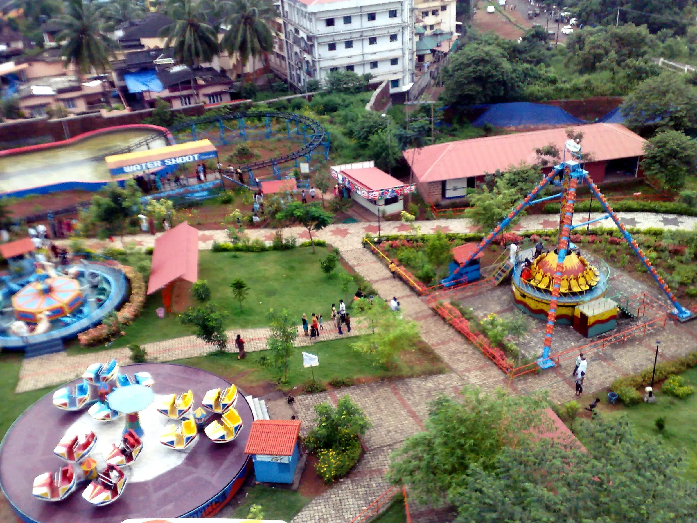 Gardens and the hilltop park at Kottakkunnu, seen from above