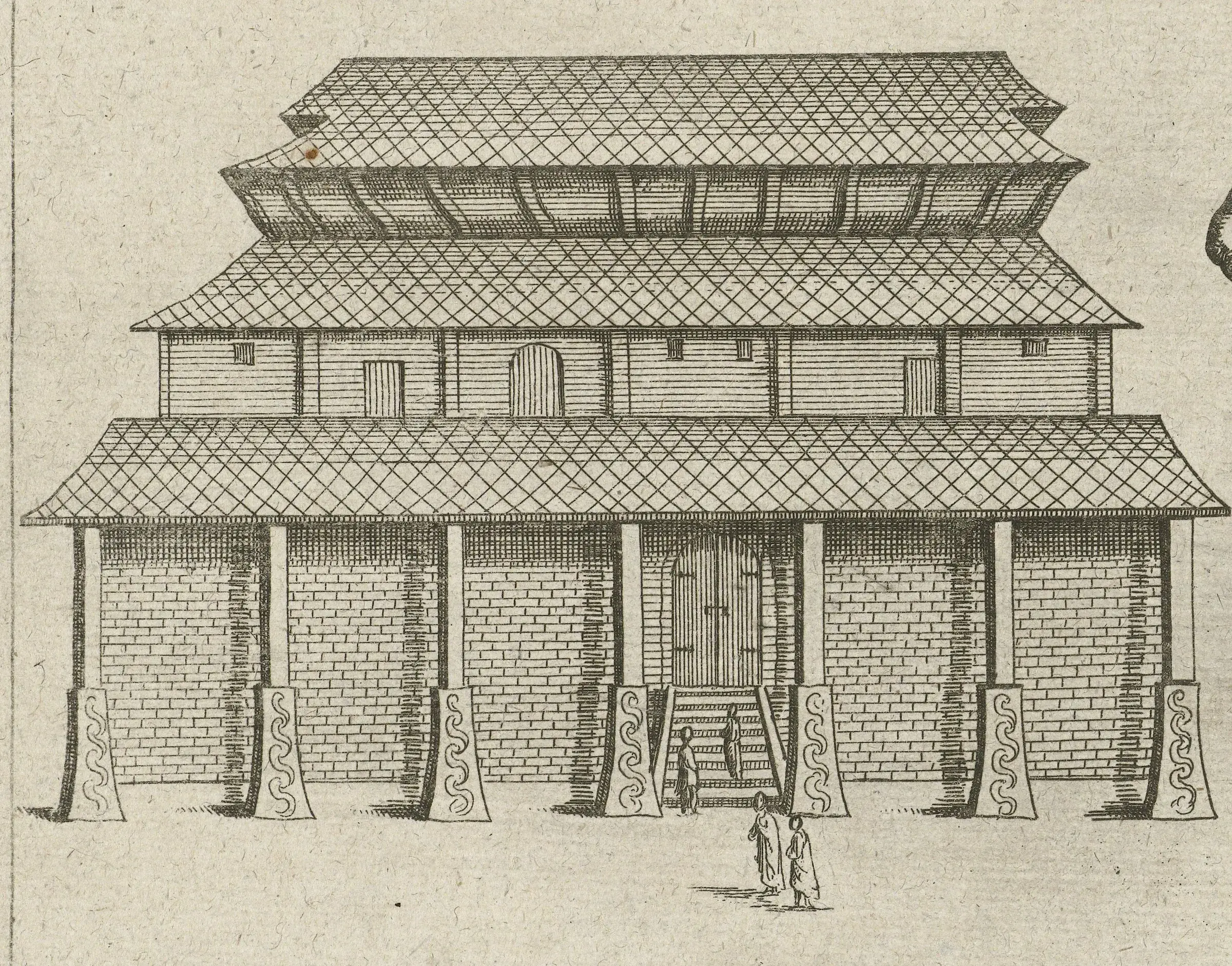An engraving of the palace of the Zamorin of Calicut