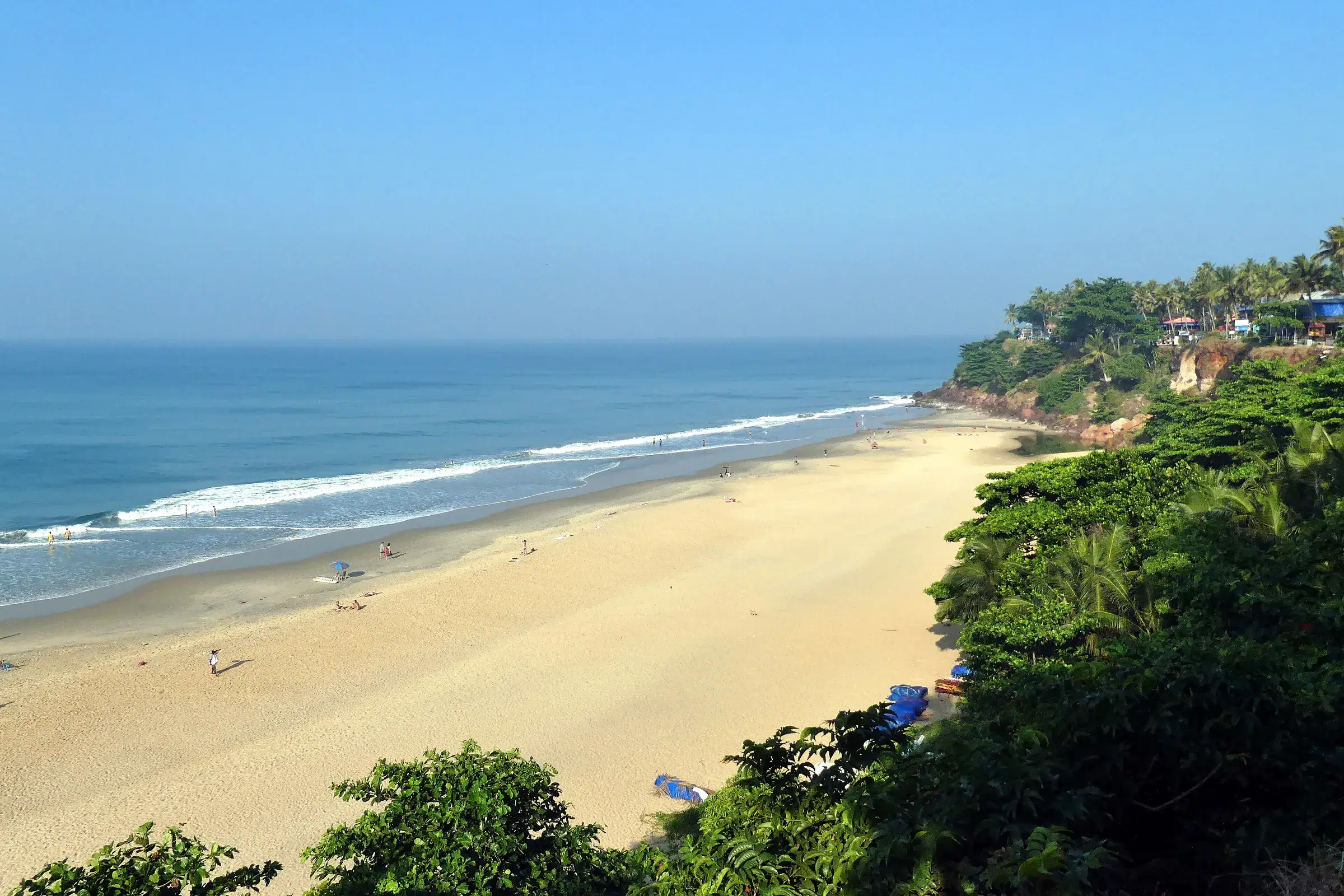 Varkala beach seen from the top of the cliff