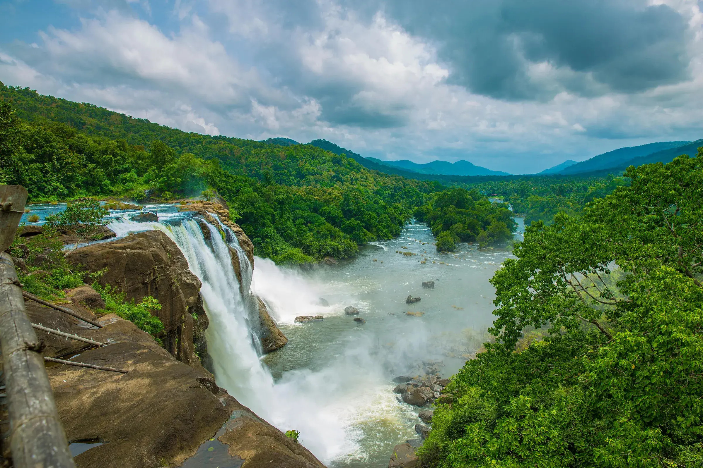 Athirappilly Falls in full flow during the monsoon